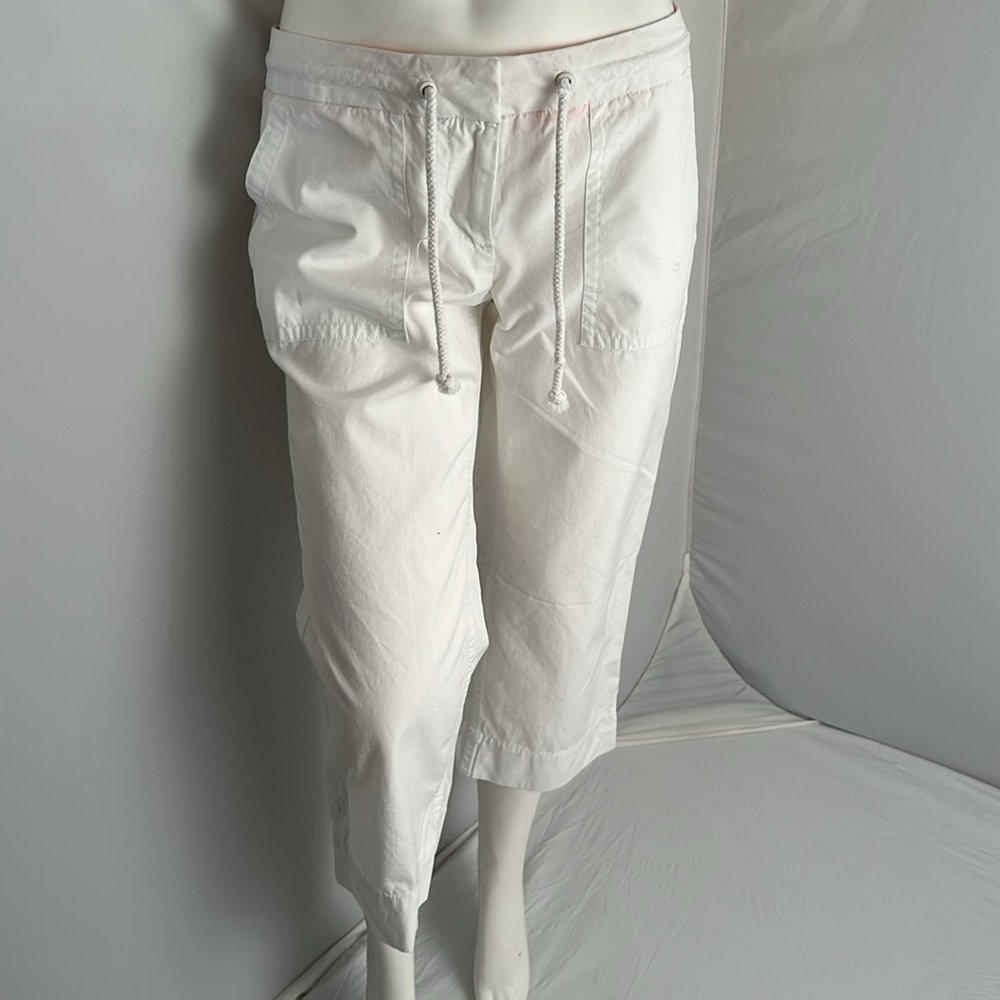 Vineyard Vines white textured cotton drawstring waist capri pants 4